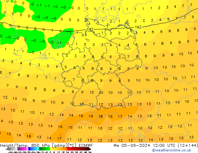 Z500/Rain (+SLP)/Z850 ECMWF St 05.06.2024 12 UTC