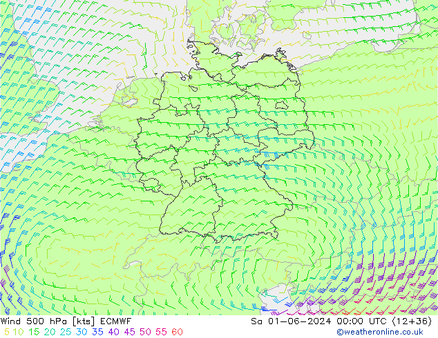 Wind 500 hPa ECMWF Sa 01.06.2024 00 UTC