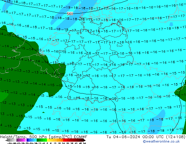 Z500/Yağmur (+YB)/Z850 ECMWF Sa 04.06.2024 00 UTC