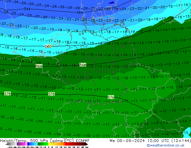 Z500/Rain (+SLP)/Z850 ECMWF St 05.06.2024 12 UTC