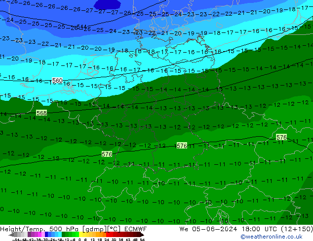 Z500/Yağmur (+YB)/Z850 ECMWF Çar 05.06.2024 18 UTC