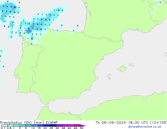 Precipitation (6h) ECMWF Th 06.06.2024 00 UTC