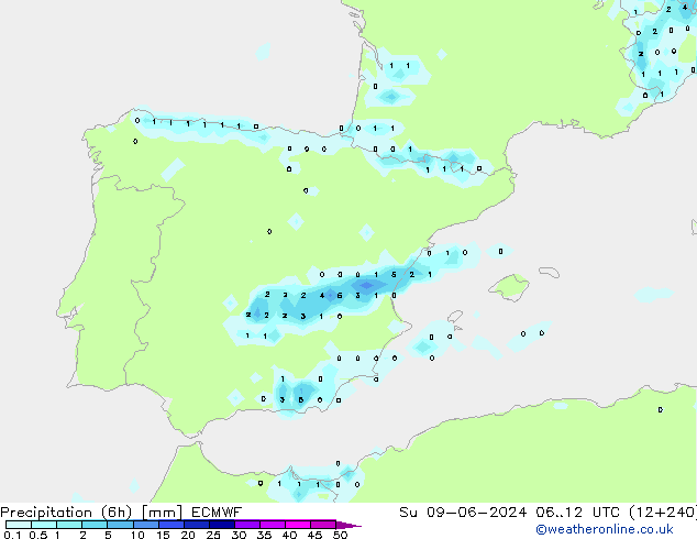 Z500/Regen(+SLP)/Z850 ECMWF zo 09.06.2024 12 UTC