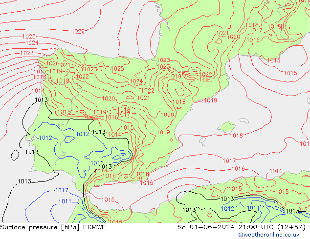 pression de l'air ECMWF sam 01.06.2024 21 UTC