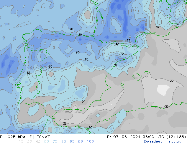 RH 925 hPa ECMWF Fr 07.06.2024 06 UTC