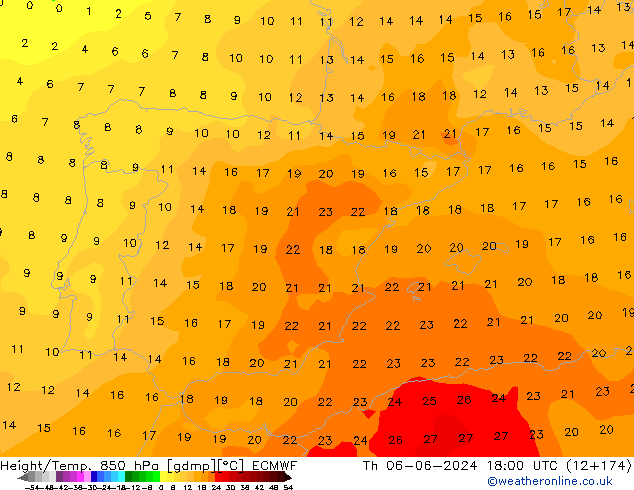 Height/Temp. 850 hPa ECMWF  06.06.2024 18 UTC