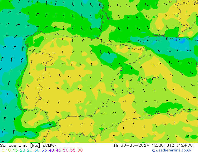 Surface wind ECMWF Th 30.05.2024 12 UTC