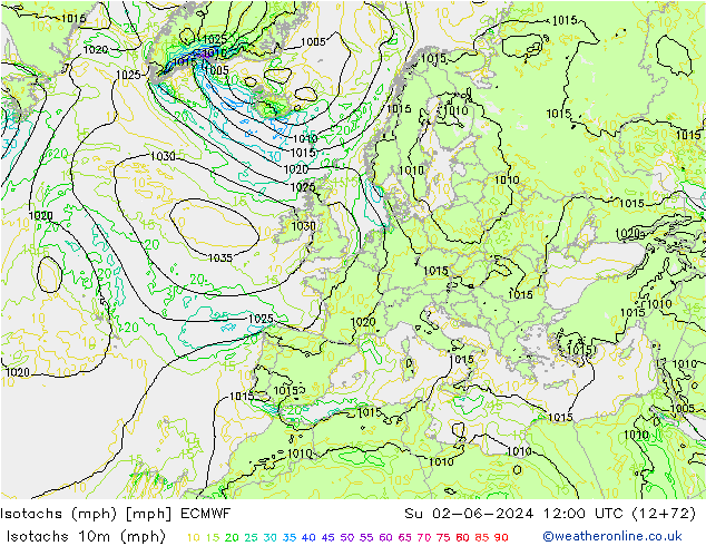 Isotachs (mph) ECMWF Su 02.06.2024 12 UTC