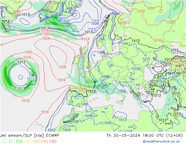 Jet Akımları/SLP ECMWF Per 30.05.2024 18 UTC