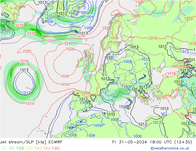 Corriente en chorro ECMWF vie 31.05.2024 18 UTC