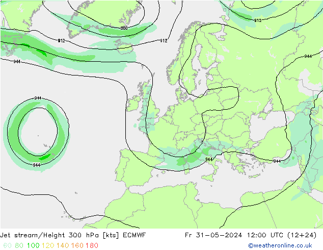 Jet stream/Height 300 hPa ECMWF Fr 31.05.2024 12 UTC