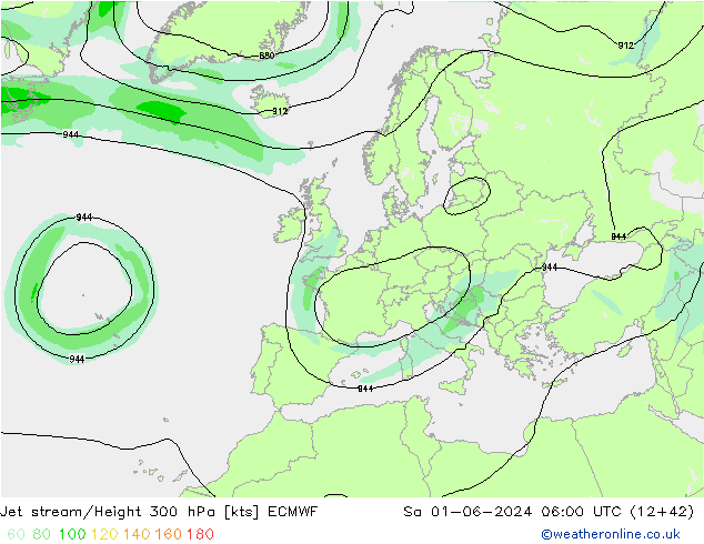 Corrente a getto ECMWF sab 01.06.2024 06 UTC