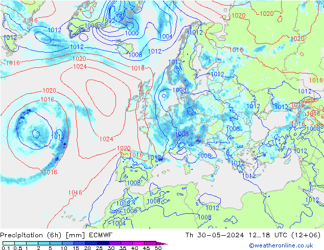 Z500/Rain (+SLP)/Z850 ECMWF Do 30.05.2024 18 UTC