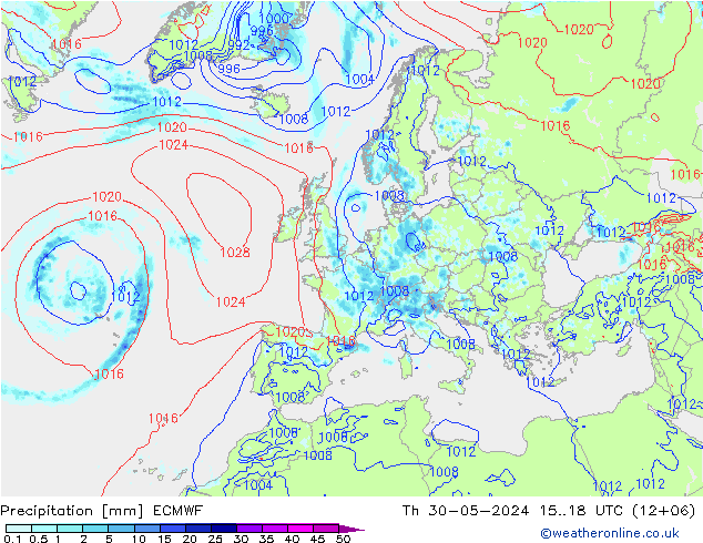 Neerslag ECMWF do 30.05.2024 18 UTC
