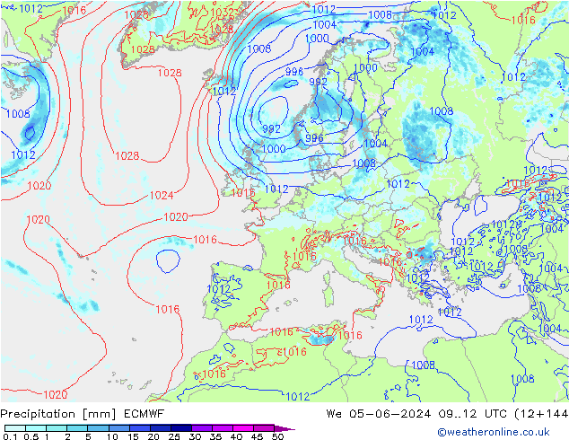 Niederschlag ECMWF Mi 05.06.2024 12 UTC