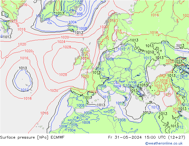 Surface pressure ECMWF Fr 31.05.2024 15 UTC