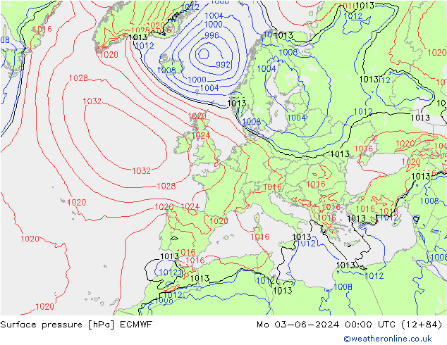 Bodendruck ECMWF Mo 03.06.2024 00 UTC