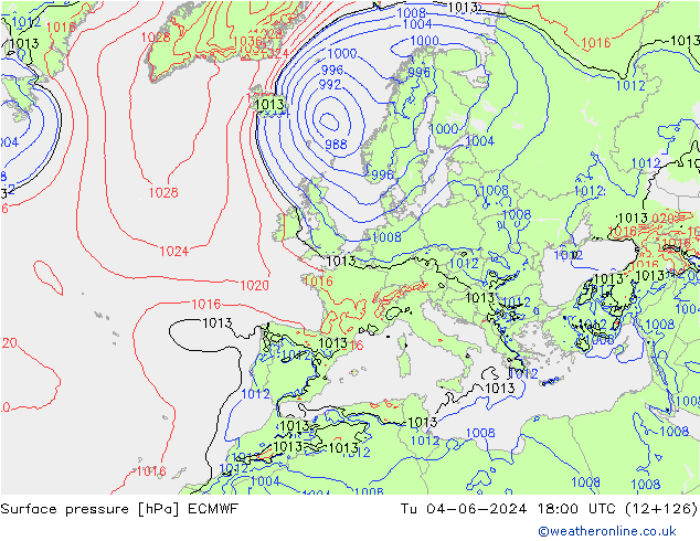 Bodendruck ECMWF Di 04.06.2024 18 UTC