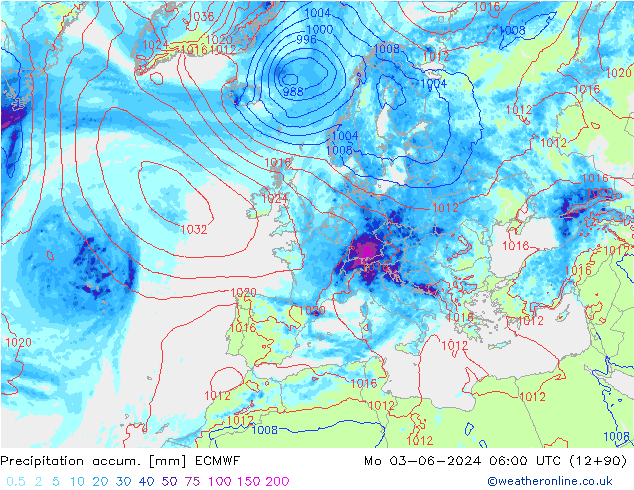 Totale neerslag ECMWF ma 03.06.2024 06 UTC