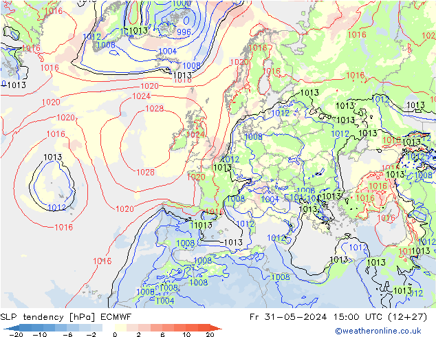 Tendenza di Pressione ECMWF ven 31.05.2024 15 UTC