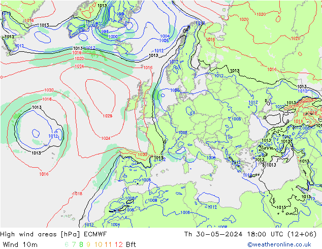 yüksek rüzgarlı alanlar ECMWF Per 30.05.2024 18 UTC