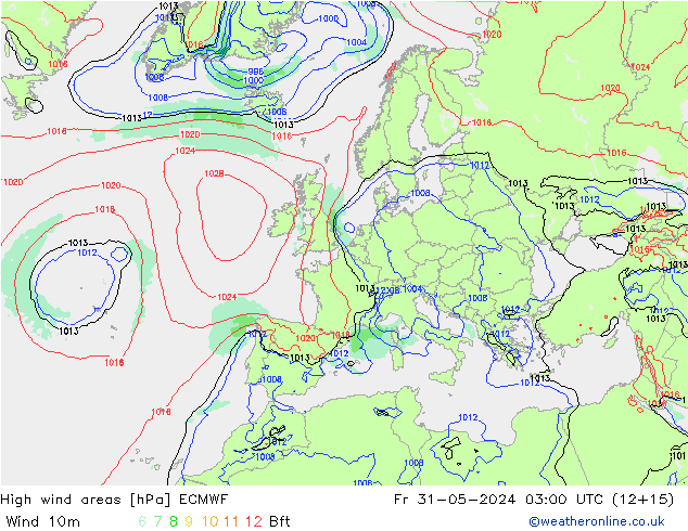 High wind areas ECMWF vie 31.05.2024 03 UTC
