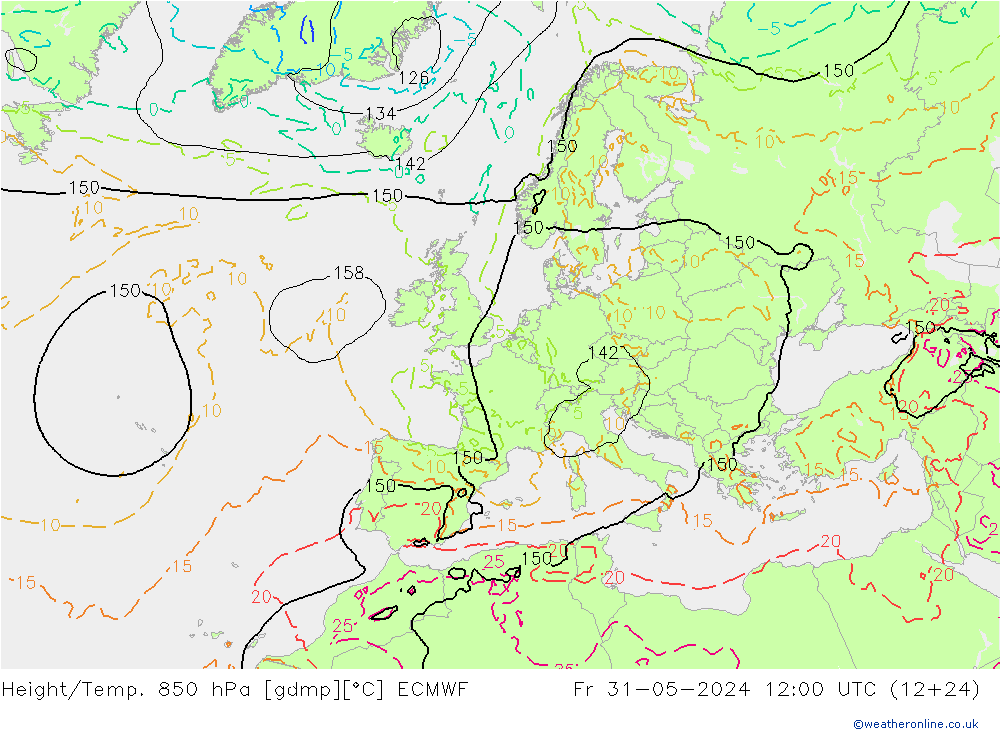 Z500/Rain (+SLP)/Z850 ECMWF 星期五 31.05.2024 12 UTC