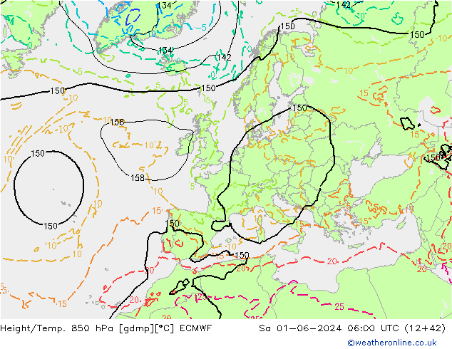 Height/Temp. 850 hPa ECMWF sab 01.06.2024 06 UTC