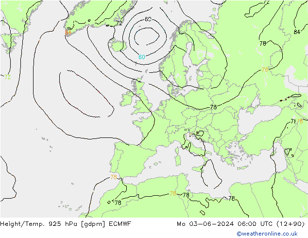 Height/Temp. 925 hPa ECMWF  03.06.2024 06 UTC