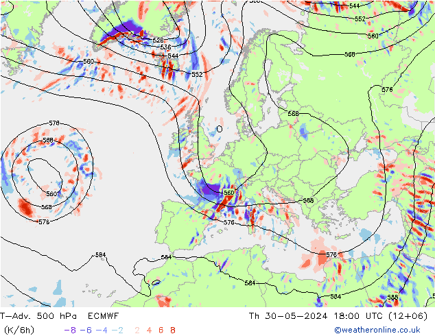 T-Adv. 500 hPa ECMWF Per 30.05.2024 18 UTC