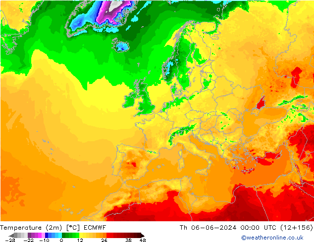 température (2m) ECMWF jeu 06.06.2024 00 UTC