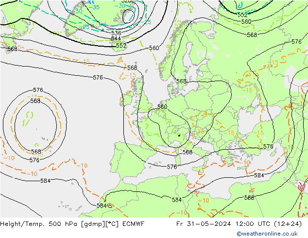 Height/Temp. 500 hPa ECMWF 星期五 31.05.2024 12 UTC