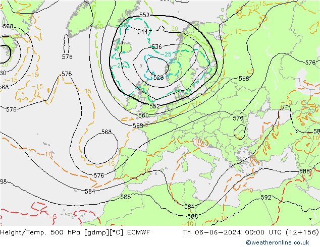 Z500/Rain (+SLP)/Z850 ECMWF чт 06.06.2024 00 UTC