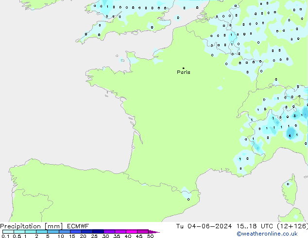 Précipitation ECMWF mar 04.06.2024 18 UTC