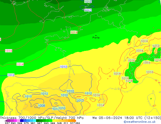 Thck 700-1000 hPa ECMWF We 05.06.2024 18 UTC