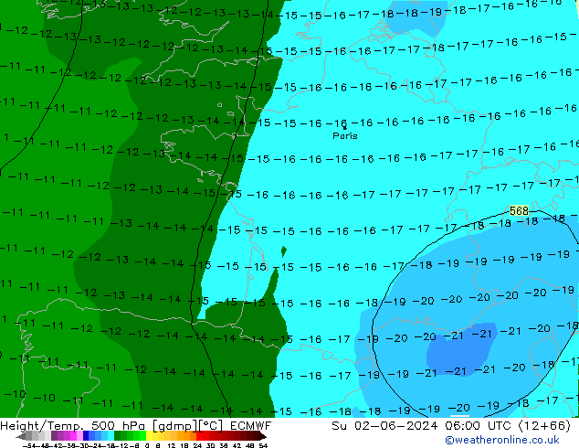 Z500/Rain (+SLP)/Z850 ECMWF Dom 02.06.2024 06 UTC