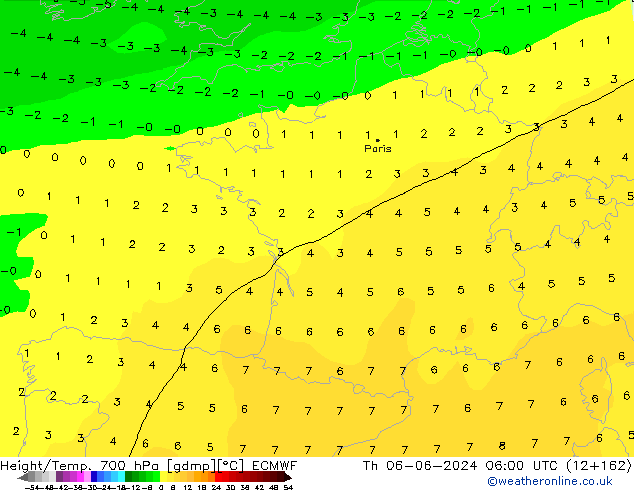 Height/Temp. 700 hPa ECMWF  06.06.2024 06 UTC