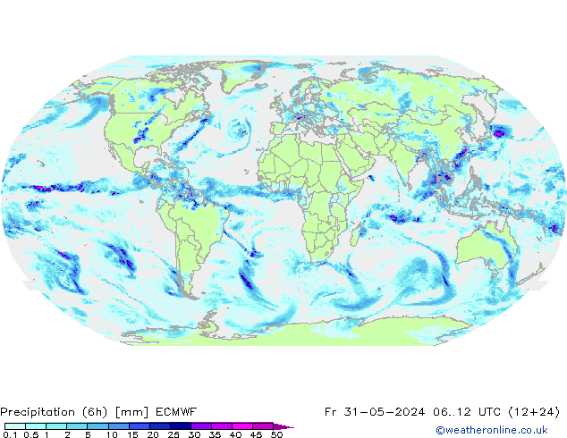 Z500/Rain (+SLP)/Z850 ECMWF Fr 31.05.2024 12 UTC