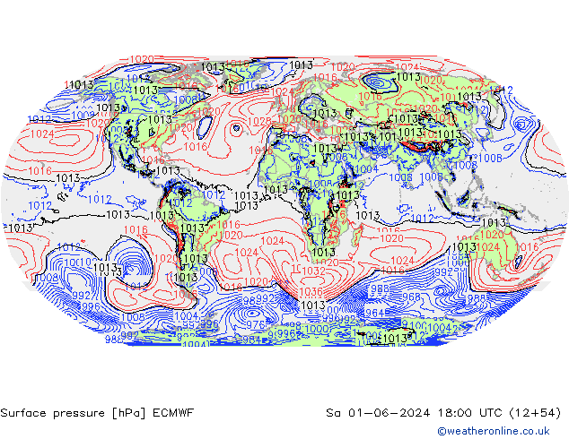 Surface pressure ECMWF Sa 01.06.2024 18 UTC