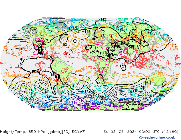 Height/Temp. 850 hPa ECMWF  02.06.2024 00 UTC