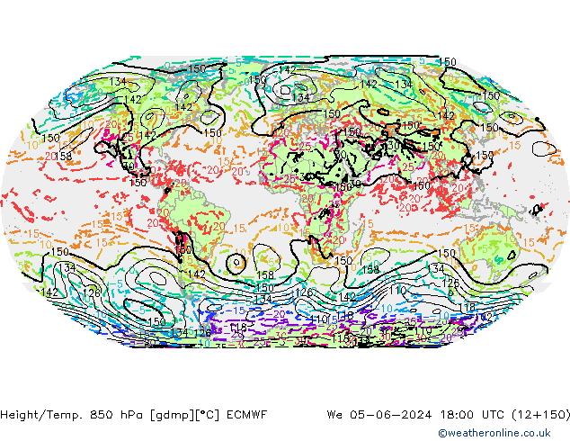 Hoogte/Temp. 850 hPa ECMWF wo 05.06.2024 18 UTC