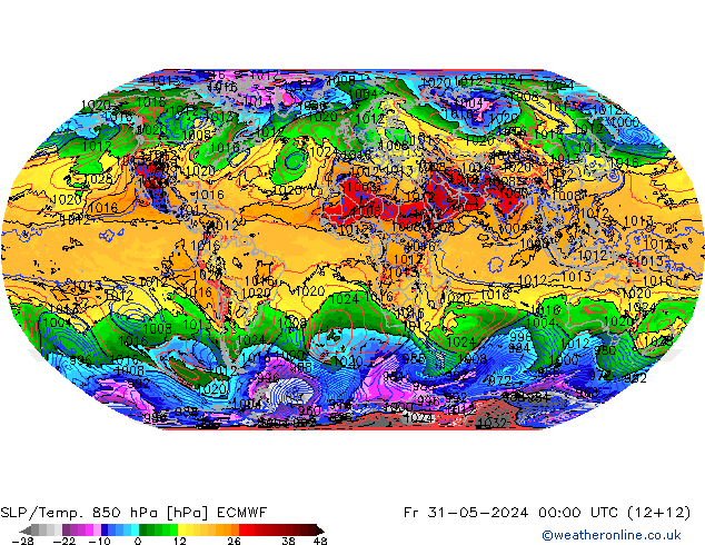 SLP/Temp. 850 hPa ECMWF  31.05.2024 00 UTC