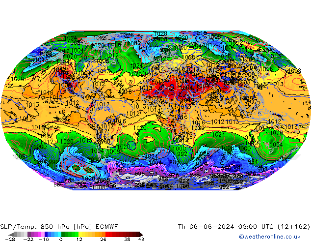 SLP/Temp. 850 hPa ECMWF Th 06.06.2024 06 UTC