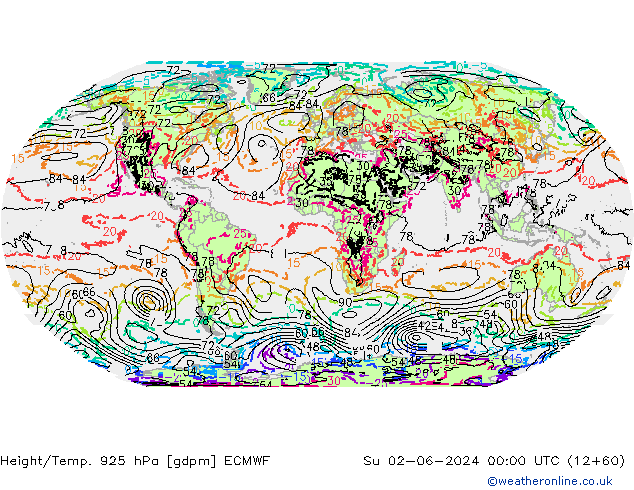 Height/Temp. 925 hPa ECMWF nie. 02.06.2024 00 UTC