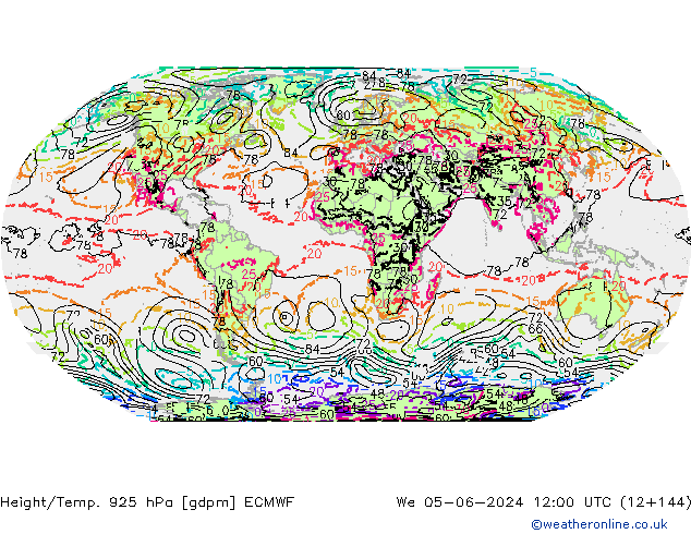 Yükseklik/Sıc. 925 hPa ECMWF Çar 05.06.2024 12 UTC