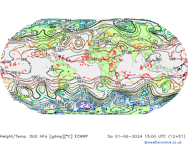 Height/Temp. 500 hPa ECMWF Sáb 01.06.2024 15 UTC