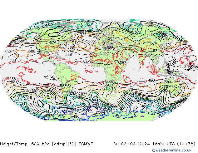 Z500/Rain (+SLP)/Z850 ECMWF dim 02.06.2024 18 UTC