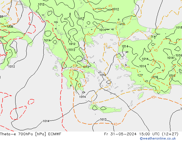 Theta-e 700hPa ECMWF Cu 31.05.2024 15 UTC