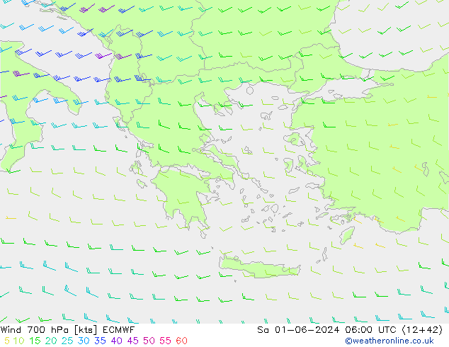 Wind 700 hPa ECMWF Sa 01.06.2024 06 UTC