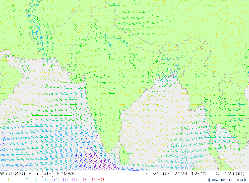 Rüzgar 850 hPa ECMWF Per 30.05.2024 12 UTC